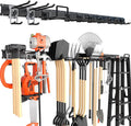 64 Inches Garage Storage, Garage Organization, Wall Mount Garden Tool Organizer, Max 620lbs Adjustable Metal Hooks, Yard Shed Rack, Tool Holder for Hanging Rake Broom Mop Snowboard