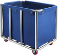 Commercial Laundry Cart with Wheels,400L Large Commercial Laundry Hamper,Commercial Laundry Basket with Sturdy Stainless Steel Frame and Oxford Bag for Home Hotel Hospital 440 lbs (Blue)