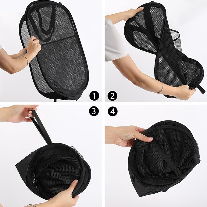 4Pcs Pop Up Laundry Basket Set，Collapsible Pop Up Hamper in 4 Colors, Mesh Laundry Basket for Home, Dorm, Travel & Storage