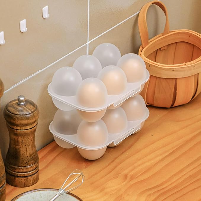 6 Grid Egg Holder Container Portable Carrier Box Hard Shell Storage Case With Lid For Camping Picnic And Travel Kitchen Organization