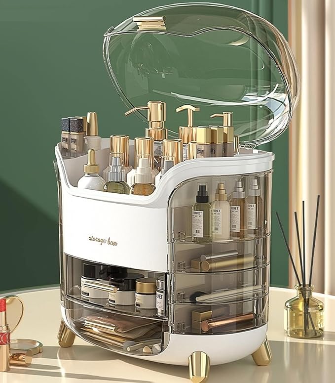 Upgrade Large Makeup Organizer Countertop Vanity Organizer Cosmetic Organizer Makeup Storage Box Bathroom Counter Organizer Perfume Skincare Organizers Gift Women Clear Design Easy Visibility