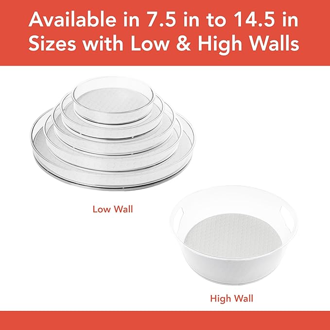 Spectrum Large Lazy Susan Organizer 11 in for Large Cabinet Fridge Pantry Table Shelf Bath Kitchen Organization, Oyster Gray Rotating Turntable Spinning Storage for Condiments Spice Bottles