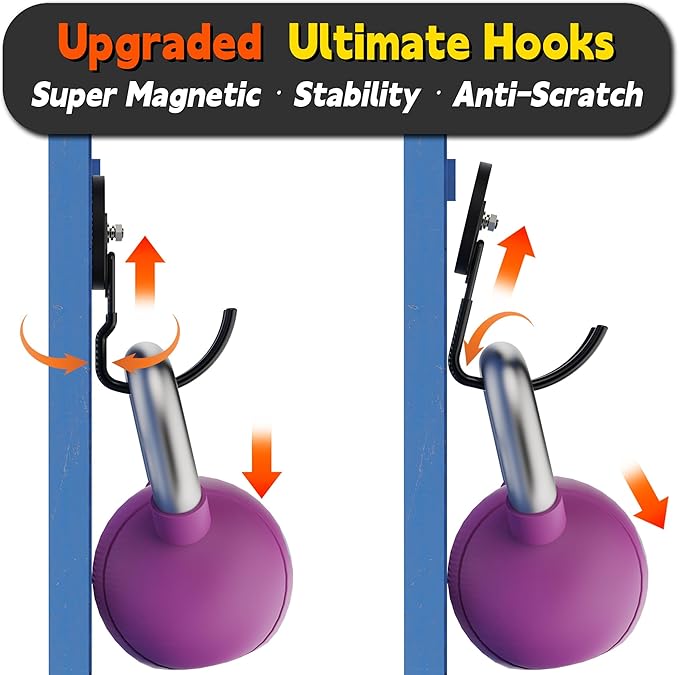 ULIBERMAGNET New Upgraded Extra Large Magnetic Hooks,2 Pack Heavy Duty Ultimate Magnetic Hooks for Metal Cabinet,Pegboard,Garage Shelve,Tool Shed,RV,Shipping Containers (Black/3.46inch)