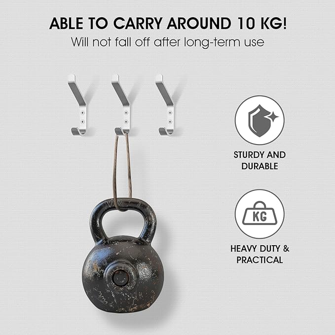 GlazieVault Coat Hooks – Door Hook (5 Pack) - Heavy Duty Wall Mounted - Premium Design Rust Free Hooks