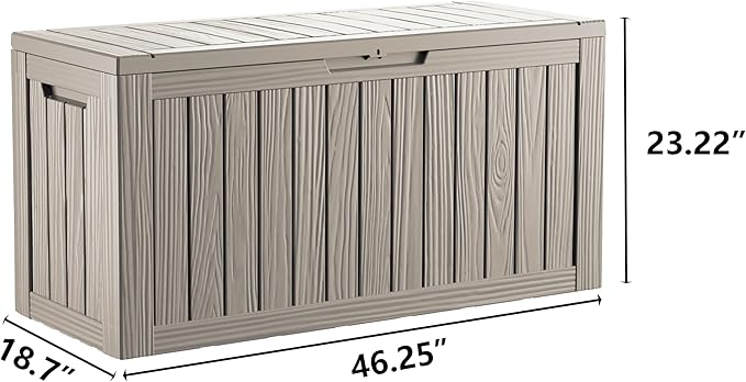 80 Gallon Deck Box, Resin Outdoor Indoor Waterproof Storage Box, Lockable Storage Box With Handle for Patio Furniture - Garden Tools - Swimming Pool Tools UV-Resistant, Grey