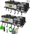 Garage Wall Shelving, 2X4ft Garage Storage Rack,Heavy Duty Wall Mounted Storage Shelf With 12 pc Hooks-Each Loads 260lbs Metal Wall Shelf,Black,2Pack