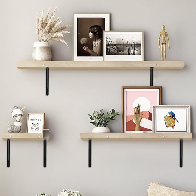 16 Pack L20 x H 12" Black Heavy Duty Shelf Brackets with Screws Metal Shelf Brackets Shelf Support Angle Brackets for Shelves L Brackets Heavy Duty Floating Shelf