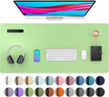Aothia Leather Desk Pad Protector, Mouse Pad, Office Desk Mat, Non-Slip PU Leather Desk Blotter, Laptop Desk Pad, Waterproof Desk Writing Pad for Office and Home (36" x 17", Foam Green)