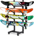 BiJun Skateboard Racks Floor Stand, 4-Layer Skateboard Holder,Snowboard Storage Rack, Skateboard Organizer Floor Stand for Deck, Longboard, Snowboard, Standard Skateboards, Mini Cruiser Skateboard