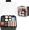 Battery Storage Organizer Box, Holder Container Bag for 28+ AA AAA C D 9V 3V Lithium Button Coin Batteries, Plastic Home Batteries Variety Pack Protective Organization(Case Only), Tester Not Included