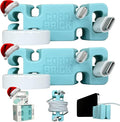CordBrick Stocking Stuffers for Adults Cord Management Weighted Cord Holder Cable Wrap Phone Stand - Multiuse Gadget Organizer for Nightstand, Desk. Gift for Men, Durable Silicone. 2pk Aqua