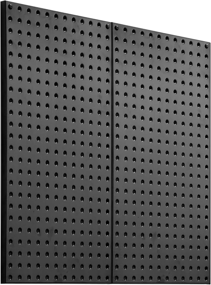 VEVOR Metal Pegboard Panels, 24" x 12" Pegboard, 2 Panels, Heavy Duty Peg Board Wall Organizer with Accessories, for Living Room Garage Tool Storage Office Organization Craft Room Kitchen Home, Black