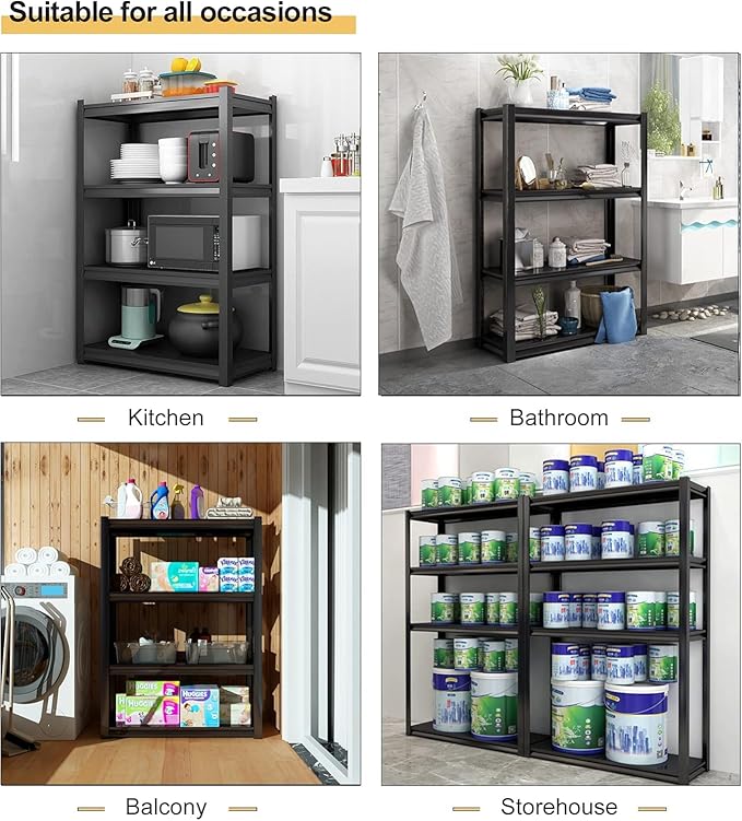Garage Storage Shelves,5 Tier Shelving Unit, 40 inch Wide, 18” Deep, 78” Tall Organizer Metal Shelf for Basement/Laundry/Pantry Heavy Duty, Adjustable,Easy to Install (4Tier-45"WX16"DX63"H)