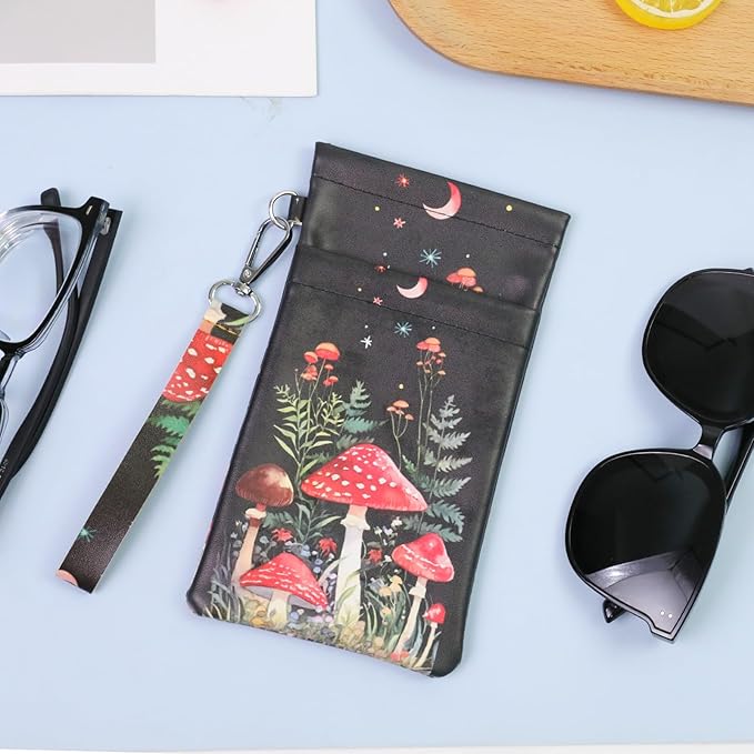 Double Eyeglass Case Soft Dual Glasses Case for Women Men Travel Squeeze Top Sunglasses Cases Eyeglasses Pouch