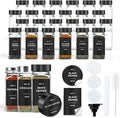 Spice Jars with Label, 36pcs 4oz Glass Spice Jars with Black Lids, Square Spice Containers with 304 Labels and Shaker Inserts, Empty Seasoning Bottles for Drawer, Cabinet, Seasoning Organizer