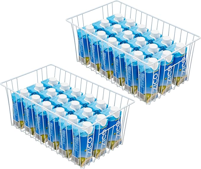 16inch Upright Freezer Organizer Baskets for 13-14,16-21 cu.ft Standup Freezer, Settle freezer chaos and reduce food waste effectively, Durable, Fully Use Space, Improve Air Circulate, White, 6pcs