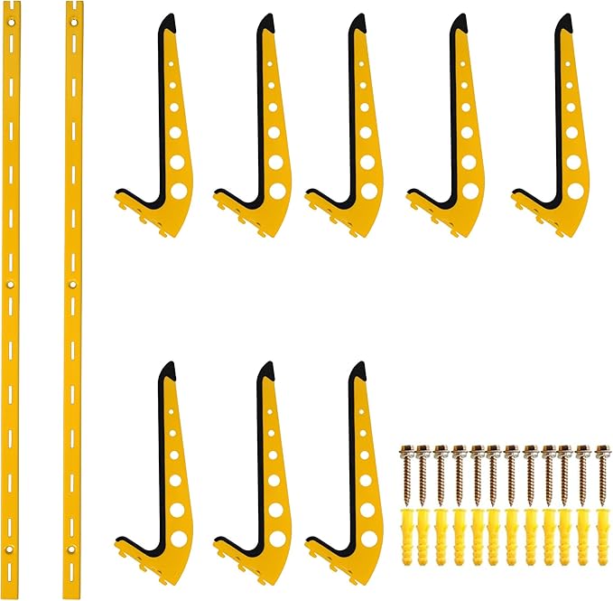 5 Board Surf Rack Wall Mount for Surfboard, Wakeboard, Snowboard Storage Adjustable Wall Hangers Boards Display, Yellow