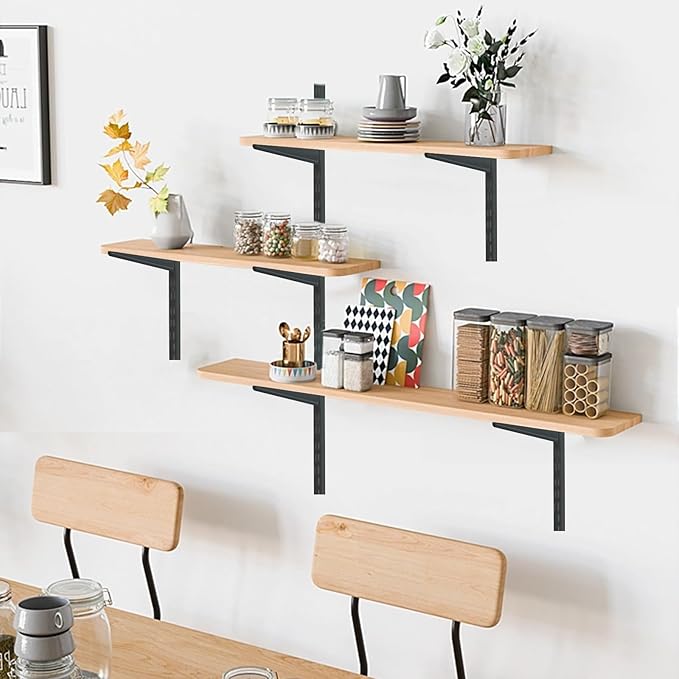 10 Pack 13‑Inch Adjustable Wire Shelf Brackets – Heavy‑Duty Double‑Track Closet & Wall Shelving System Supports（Black）