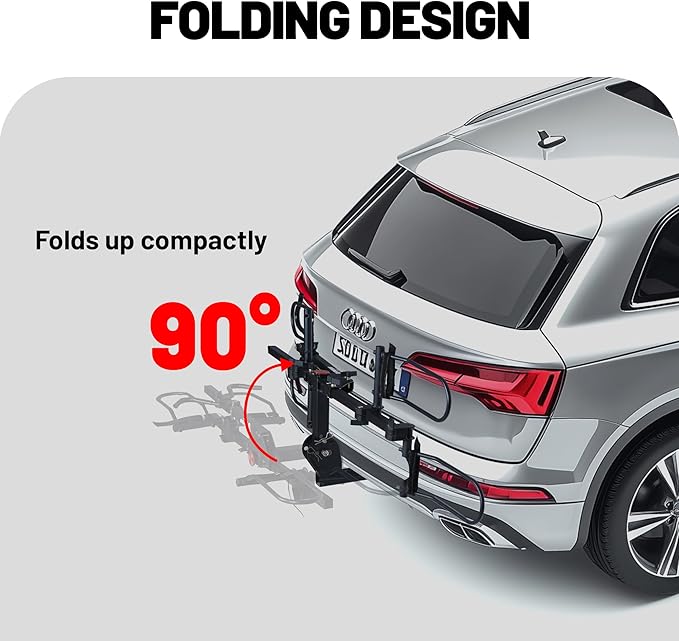 Young Bike Rack Hitch for Car - 200LB 2-Bike Rack Hitch Mount Platform Style Hitch Bike Rack，Smart Tilting & Easy Fold for Car SUV with 2 Inch Receiver，Bike Carrier Fits Up to 5-inch Fat Tire