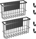 2 Pack Magnetic Wire Storage Baskets, Metal Strong Magnet Hanging Wire Storage Basket Organizer Holder, Magnetic Storage Bin Box Containers for Refrigerator/Whiteboard Classroom/Fridge /Locker