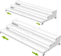 Spice Rack Organizer for Cabinet, 3 Tier Expandable Shelf, Great for Kitchen Cabinets, Cupboard,Pantry and More,Metal Plate with Hole (2 Packs/White,9.45" D x 12.8"~24“L x 3.56" H)