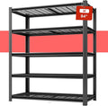55.12" W Father&I 5-Shelf Industrial Adjustable Heavy-Dudy Tall Metal Garage Storage Shelves Shelving Units/Steel Wire Rack System (Commercial) for Basement/Shop, 84" H*55.12" W*24" D*, Black