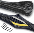 Cable Management Split Wire Loom Sleeve - Cord Hider & Protector for Desk, Pet Chew Proof, Wire Cover Organizer, Flexible Tube for Wires and Cables (1 Inch 12FT, Black)