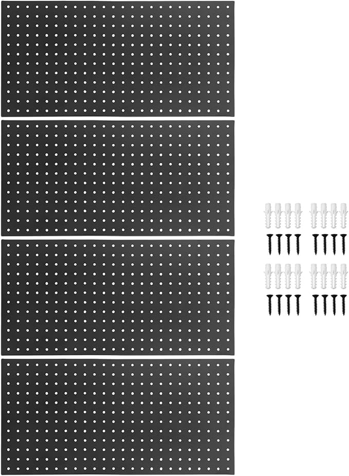 Keenso Pegboard Accessories, Metal Wall Panels Set with Hooks and Bins, Customizable Tool Storage System for Garage and Workbench