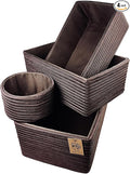 MODERN GRANNY Fashion Decor Vanity Box, Stackable Boxes Decoratives with Lined Interior, Storage Baskets Set of 4, Office Boho Baskets Shelf Box for Organizing, BROWN