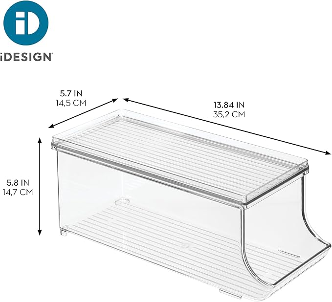 iDesign Soda Can Organizer with Lid for Pantry or Refrigerator - Set of 4 - Clear