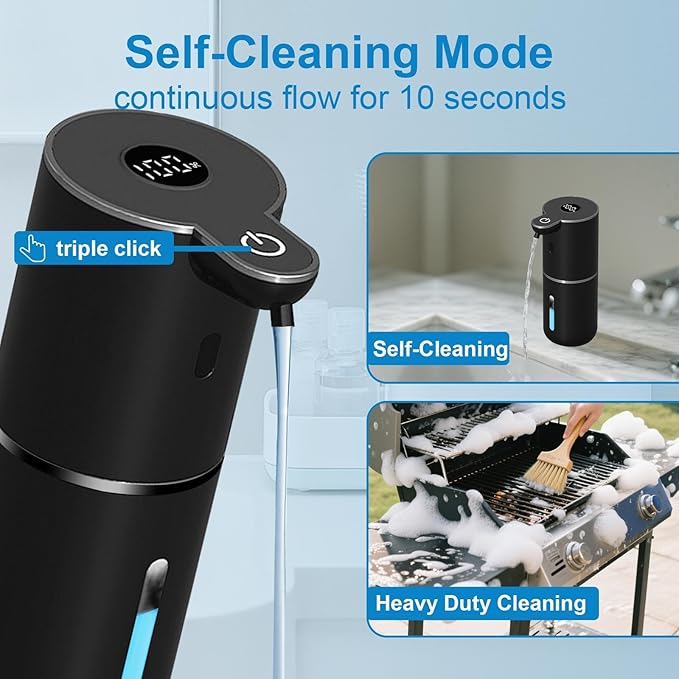 Automatic Liquid Soap Dispenser Touchless, USB Rechargeable Smart Hand Soap Dispenser, 6-Level Adjustable, 12.8oz/380mL, Compatible with Thick Thin Dish Soap for Bathroom Kitchen, Black