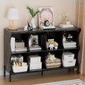 8 Cube Storage Shelf Organizer, Low Book Shelf Bookcase Entryway Table, Wood Closet Storage Display Cabinet TV Stand for Living Room, Office,Bedroom, Dorm, Dark Brown with Dark Brown Top