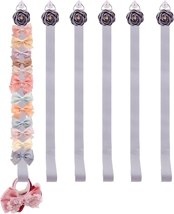 6PCS Bow Holder Hair Bow Organizer,Baby Decorative Hair Accessories Organizer,Flower Hair Clips Storage Bow Holder for Girls Hair Bows,Room Nursery Wall Hanging Decors (hua-6-B) (hua-6-B) (hua-6-H)
