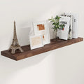 Floating Shelves 48 Inch Long, 48"W x 9.3"D Wall Shelf Invisible Bracket, 9.3 Inch Deep Floating Shelf for Wall, Rustic Wooden Shelves for Living Room, Kitchem, Bedroom, Walnut Color, Set of 1