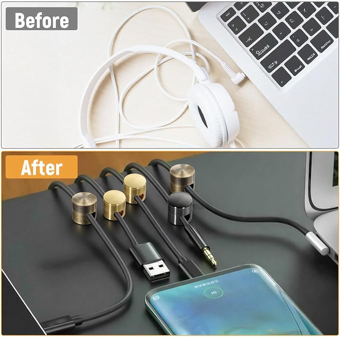 6 Sets Charger Holders for Cords Adjustable Cable Anchor Holders Adhesive Metal Cord Clips Organizer Wire Management Keeper Phone Charger Holder for Nightstand Desktop Wall Office Home