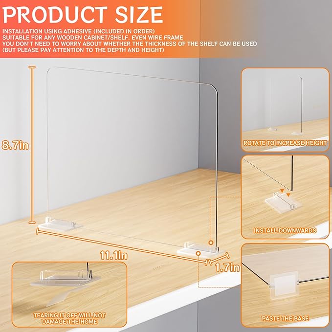 Yieach 10 Pack Acrylic Shelf Dividers for Closet Organization - Suitable for All Cupboard,Wood Shelves -Clear Closet Dividers for T Shirt,Towel,Bag,Purse Dividers,Handbag Organizer,Sweater Organizer