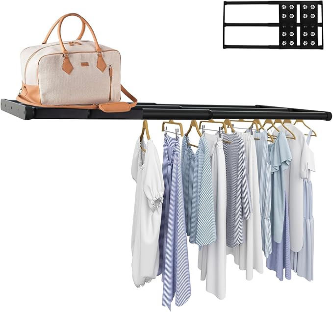 Expandable Closet Shelf, 16-24 Inches Metal Closet Rod Organizers and Storage Shelves Space Saving DIY Divider Separator for Cabinet Wardrobe