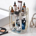 Rotating Makeup Organizer Countertop 2 Tier Lazy Susan Trays Clear Skincare Perfume Storage for Bathroom Counter Vanity, Transparent