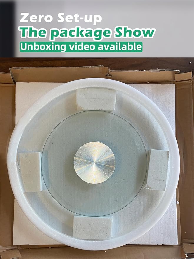 Lazy Susan 30.7 inch Glass Turntable Dining Table Large Round Serving Plate Tabletop Rotating Tray with Swivel Assist System Silent & Smooth Spin (78cm / 30.7in)