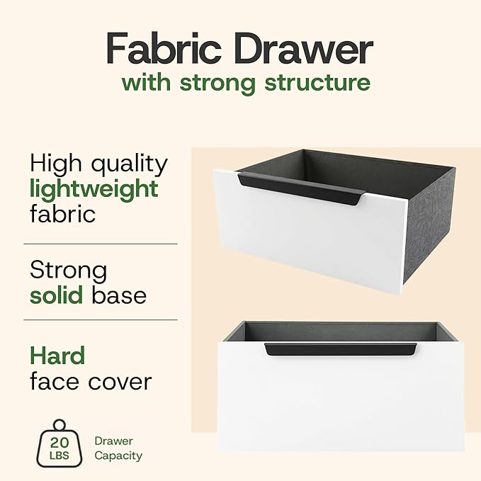 tinge Lira Premium Fabric Dresser - Solid Wooden Frame, 6 Spacious Sag-Proof Drawers with Sleek Metal Handles - Premium & Durable Storage Solution for Your Home (Light Brown)