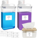 2+1 Pack Laundry Detergent Dispenser and Dryer Sheet Holder Set, 78 oz Laundry Soap Dispenser, Plastic Liquid Fabric Softener Dispensers for Laundry Room Organization with 12 Labels