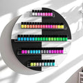 Wall Mount Nail Polish Organizer, Wood Nail Polish Rack w/Acrylic Barrier, 5-Tier Round Storage & Display Shelf, Perfume Essential Oil Bottles Holder, White & Black