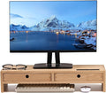 KIRIGEN Wood Monitor Stand with 2 Drawers - Computer Arm Riser Desk Storage Organizer,Speaker TV Laptop Printer Stand with Pen Slot and Cable Management,2-Tier Desktop Shelf NA-2PMJ