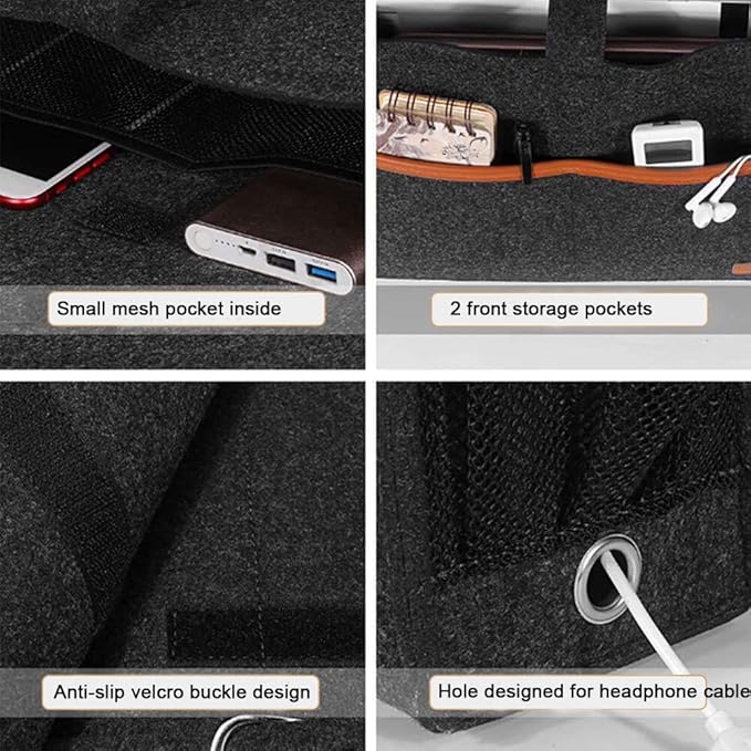 Bedside Caddy,Felt Bedside Storage Organizer, Hanging Storage for Dorm Bed Sofa for tablet Magazine Phone Remotes Water Bottle Holder (Grey)