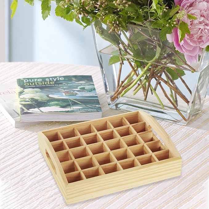 2 PCS Wooden Essential Oil Bottle Storage Box, Essential Oil Holder Detachable Display Organizer Stand, Wooden Storage Box Fits 5-15 Ml Bottles