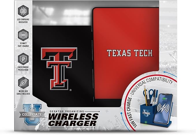 SOAR NCAA Unisex Cell Phone Wireless Charging Stand and Desktop Organizer