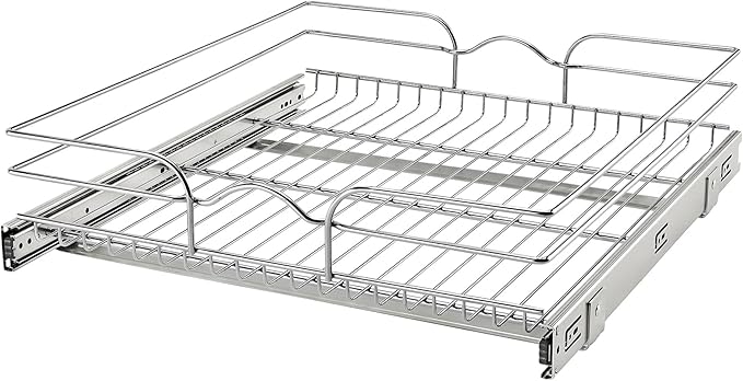 Rev-A-Shelf Kitchen Cabinet Pullout Shelf and Drawer Organizer Slide Out Pantry Storage Basket in Multiple Sizes, 21 x 22 In, 5WB1-2122CR-1
