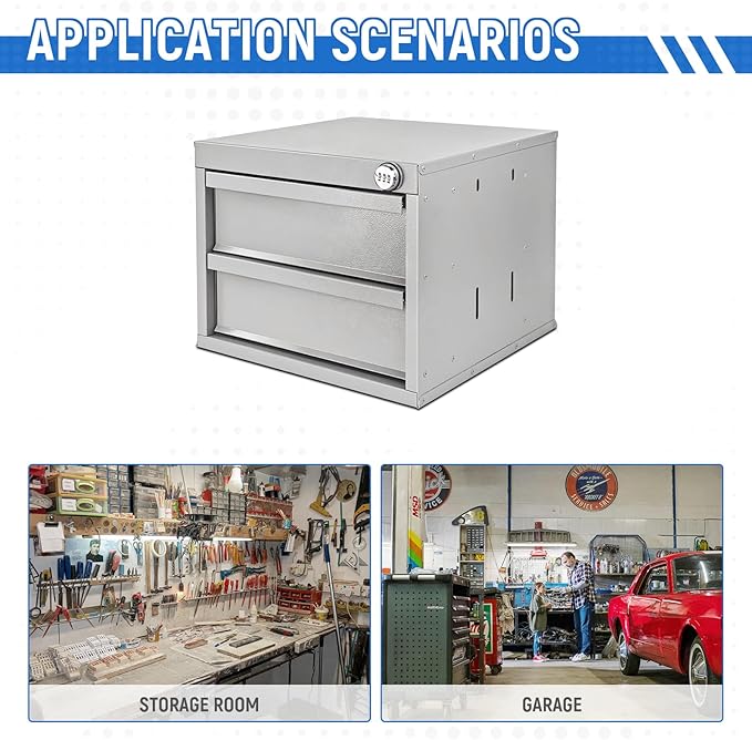 AA Products Model DW-1650 2 Tiers Drawer Cabinet with Password Lock Designed for Tools Room, Utility Room, Workplace, Carriage, Garage. 15.75’’W x 12.5’’H x 15.6”D - Sold Individually