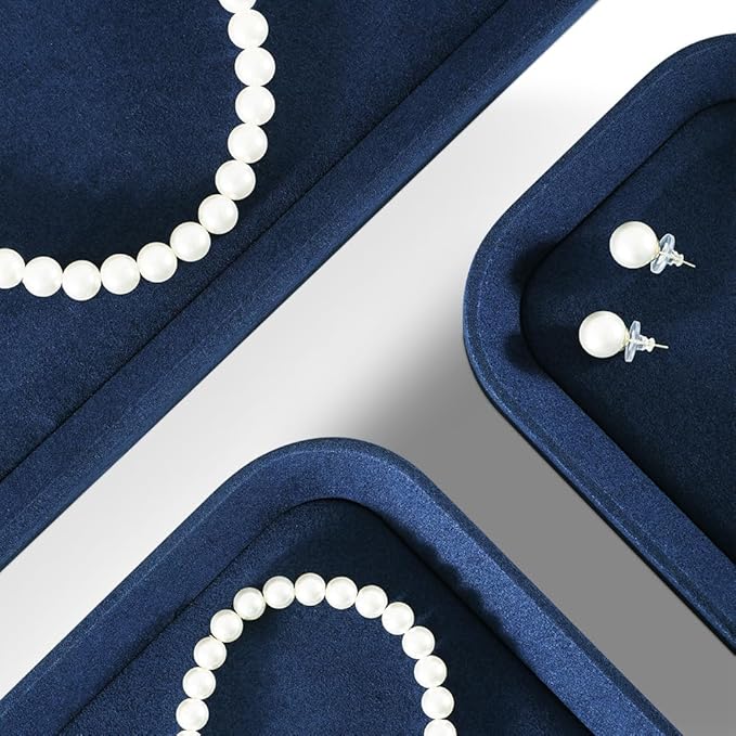 Jewelry Display, Microfiber Valet Tray,Luxury Jewelry Drawer Organizer,Premium Flat Tray,Blue Jewelry Tray