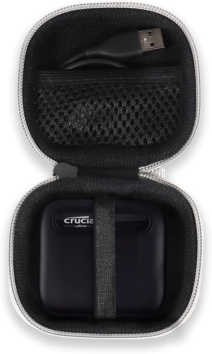 CaseSack Case for Crucial X6 500GB, 1TB, 2TB, 4TB Portable SSD, Handy Organizer (Gray)